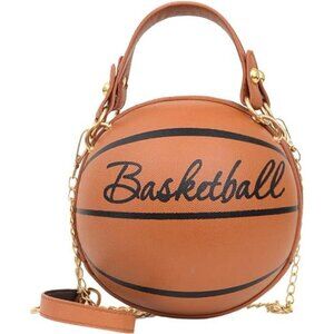 Basketball Purse For Women Novelty Crossbody Bag PU Leather Round Handbag